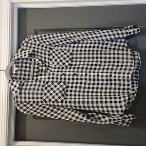 Express Portofino Black/ White Checkered Button Up Long Sleeve